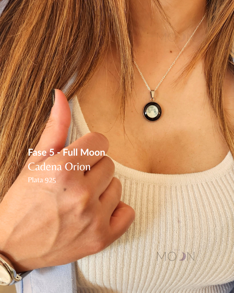Luna Llena - Cadena de acero quirúrgico o plata 925